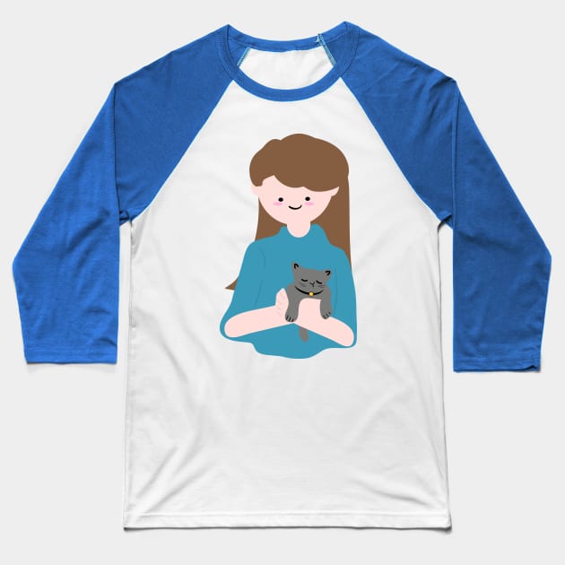 Cute sleeping gray kitten Baseball T-Shirt by CindyS